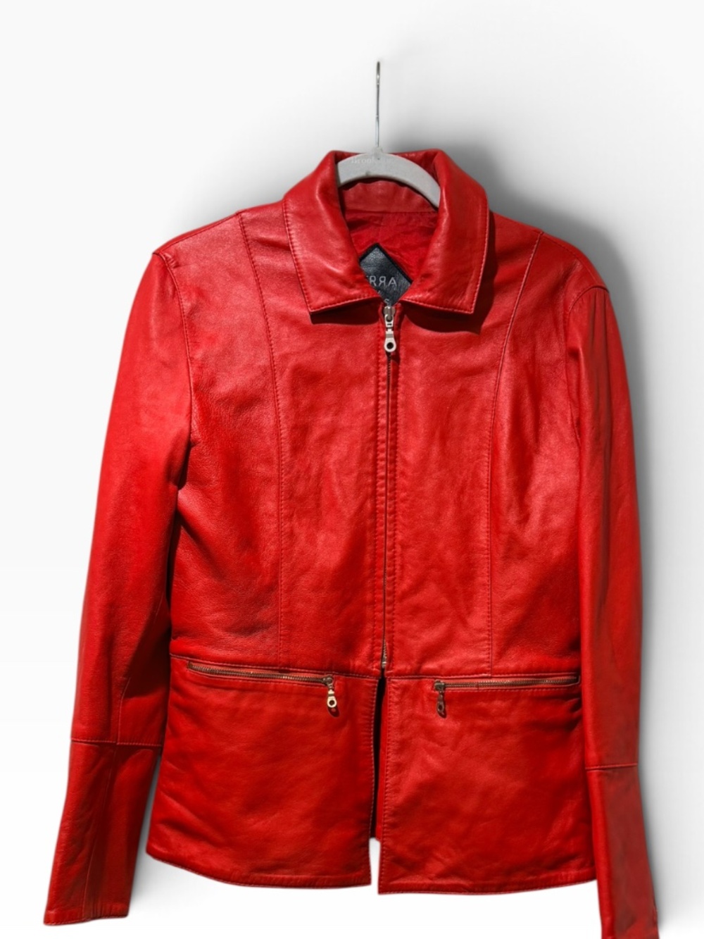 SERRA by Torres Red Faux Leather jacket Women's size 42 women's SZ 8 10 VINTAGE